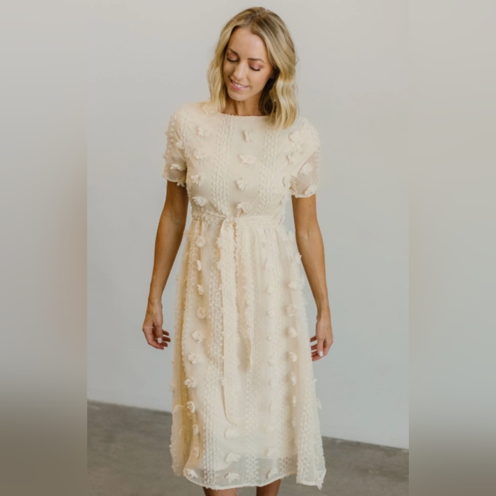 Baltic Born Darbi Floral Dot Midi Dress L Cream